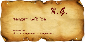 Manger Géza névjegykártya
