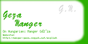 geza manger business card